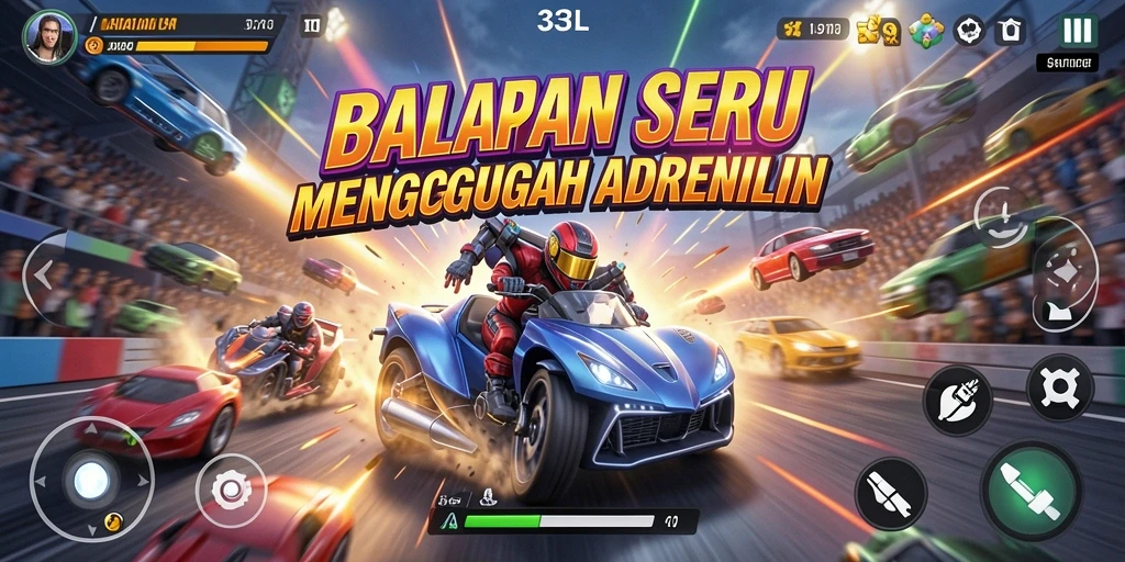 Tampilan gameplay Racing yang seru dan mendebarkan.