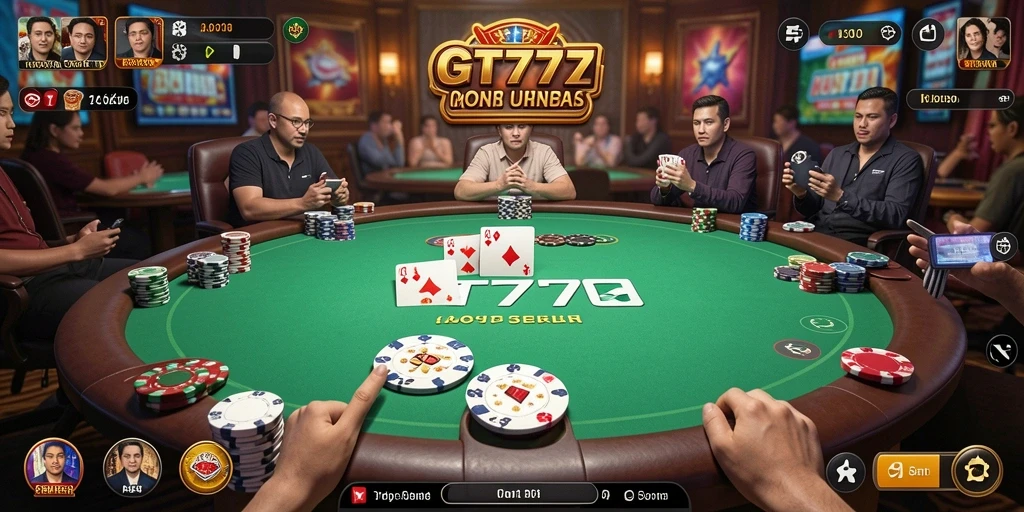 Tampilan gameplay Poker yang seru dan interaktif di GT777.